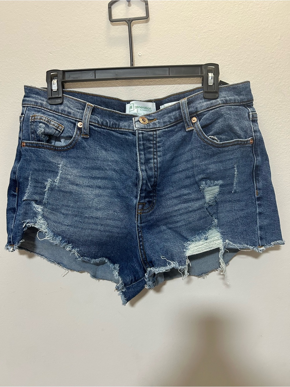 Celebrity Pink Distressed Dark Blue Denim Jean Shorts 0260 B3